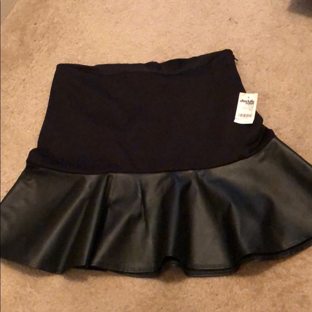 Faux Leather Mix Media Skirt